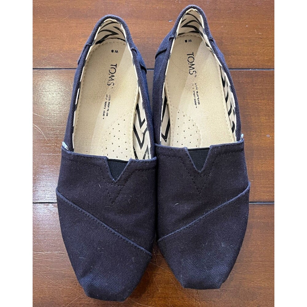 TOMS Classic Black Canvas Slip-On Flats Casual Shoes Women’s Size 8 W8